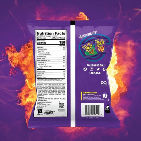 Takis Blue Heat Extreme Spicy Rolled Tortilla Chips (hot chili pepper) - Image 2